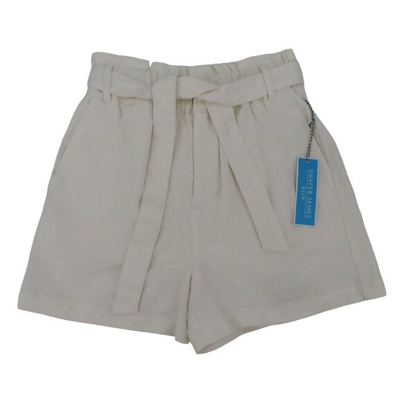 Draper James Womens Small Paperbag White Denim Shorts Waist Tie Cotton Blend NEW - Picture 1 of 9